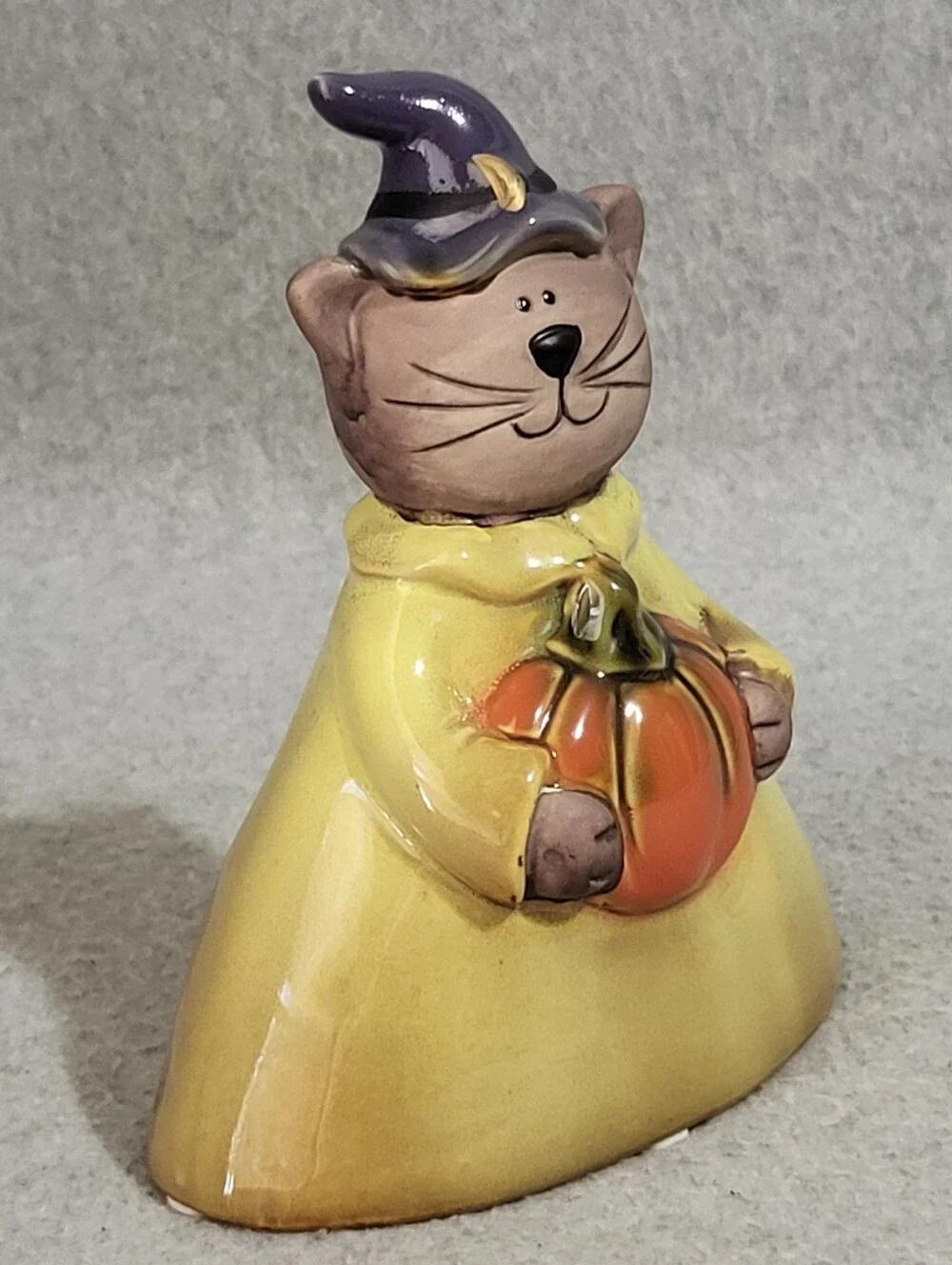 Vtg Tii Collections Witch Halloween Cat with Pumpkin Hat Ceramic Figurine Retro